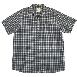 RedHead Mens M Short Sleeve Button Up Blue Plaid Cotton Seersucker Shirt Casual